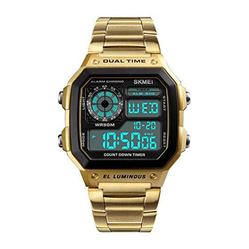 SKMEI Digital White Dial Men's Watch-1335 Gold