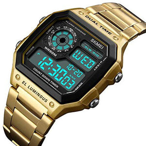 SKMEI Digital White Dial Men's Watch-1335 Gold